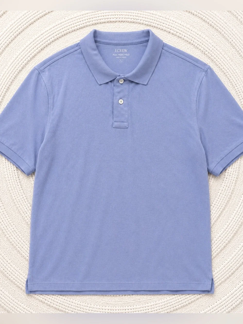 J. Crew Mens Large Flex Pique Polo Shirt Periwinkle Blue Short Sleeves